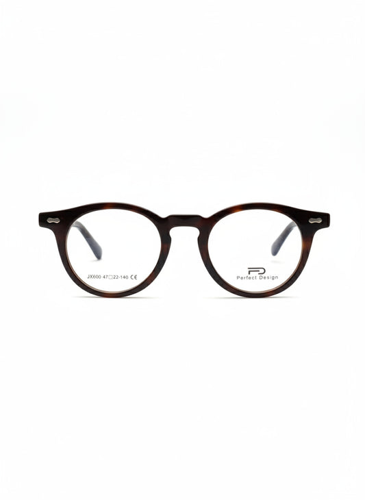 Lunettes de vue rondes avec clip solaire – Effet écaille marron