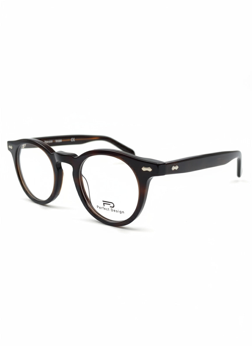 Lunettes de vue rondes avec clip solaire – Effet écaille marron